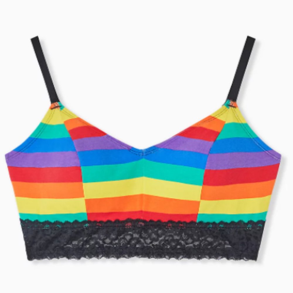 NWT Torrid Rainbow Stripe Lightly Padded Bralette Size 3